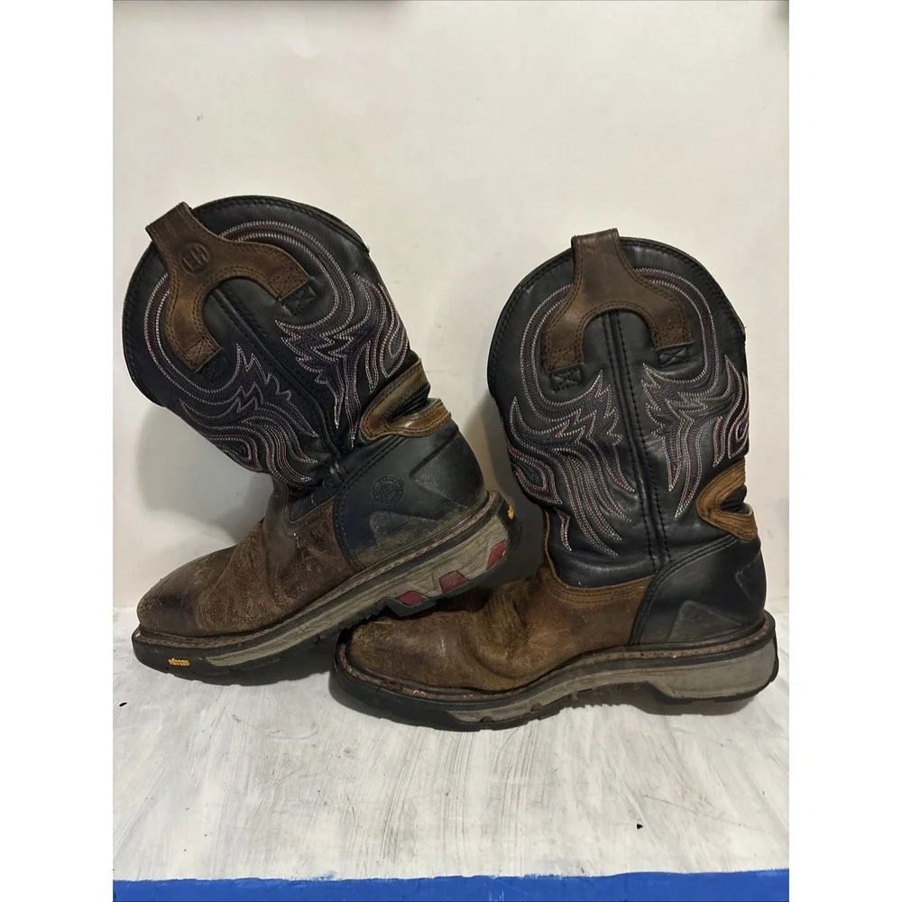 Justin Mens Brown Leather Work Boots Commander X5 Steel Toe 10D